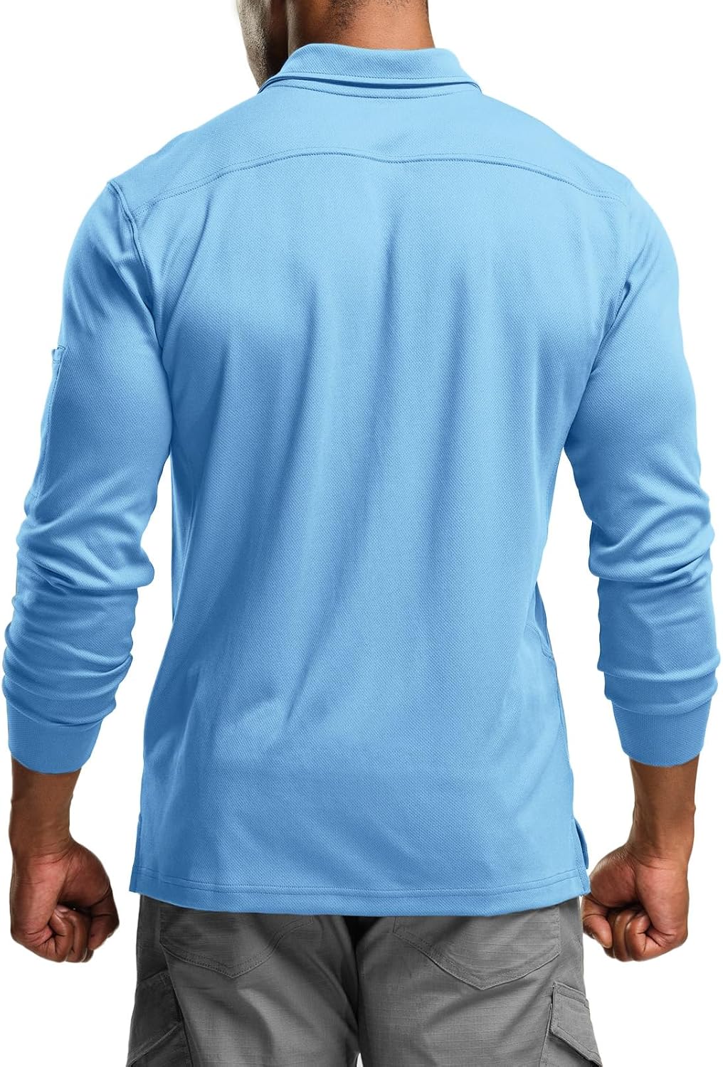 CQR Men's Polo Shirt, Long Sleeve Tactical Shirts, Outdoor UPF 50+ Pique Shirt, Dry Fit Lightweight Golf Shirts