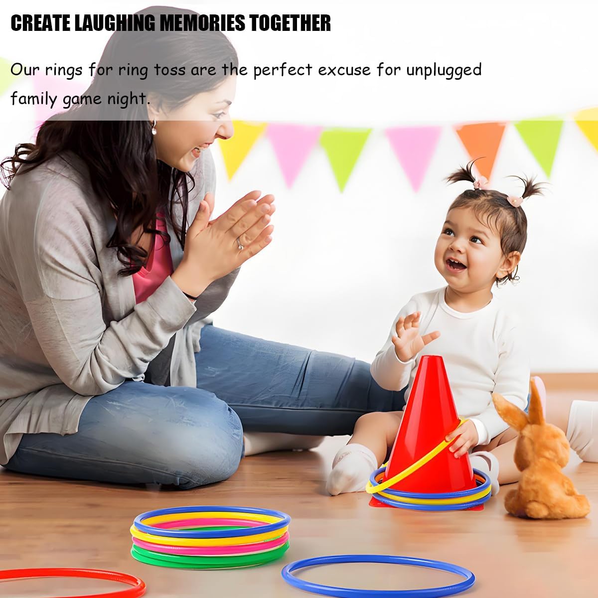 12 Pcs Colorful Plastic Ring Toss Outdoor Activity Games for Sports Practice Speed Agility Training, Random Colors