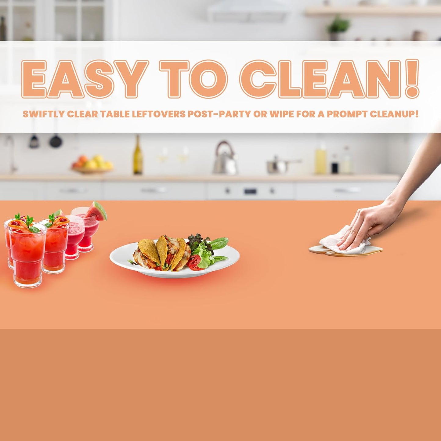 Grandipity 12 Pack Premium Disposable Plastic Tablecloth 54 Inch. x 108 Inch. Decorative Rectangle Table Cover - Peach