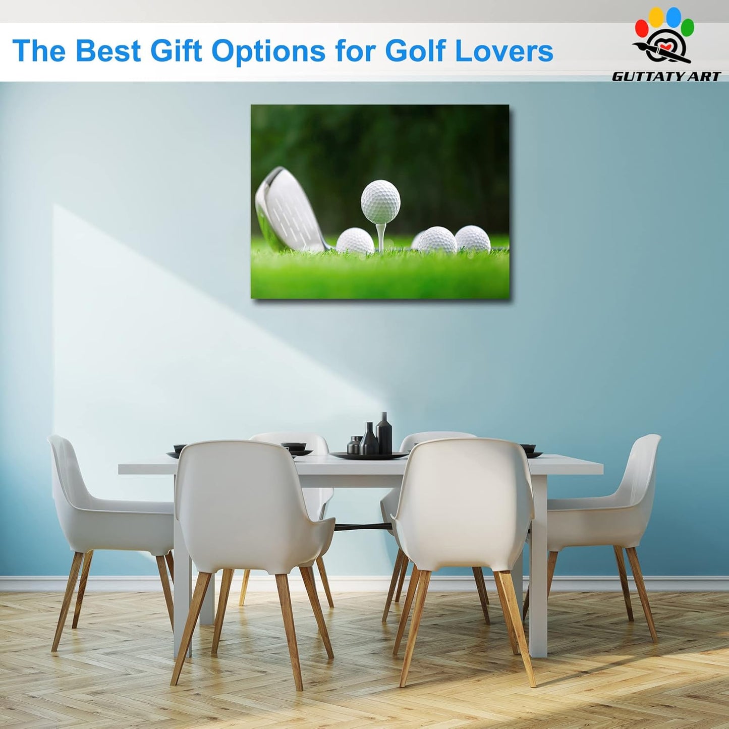 Golf Canvas Wall Art, Golf Course Wall Art Painting Prints for Living Room Wall Decor, Close Up of Golf Balls Poster Picture for Bedroom Decor, Framed Artwork for Office Home Decoration 18x24 Inches