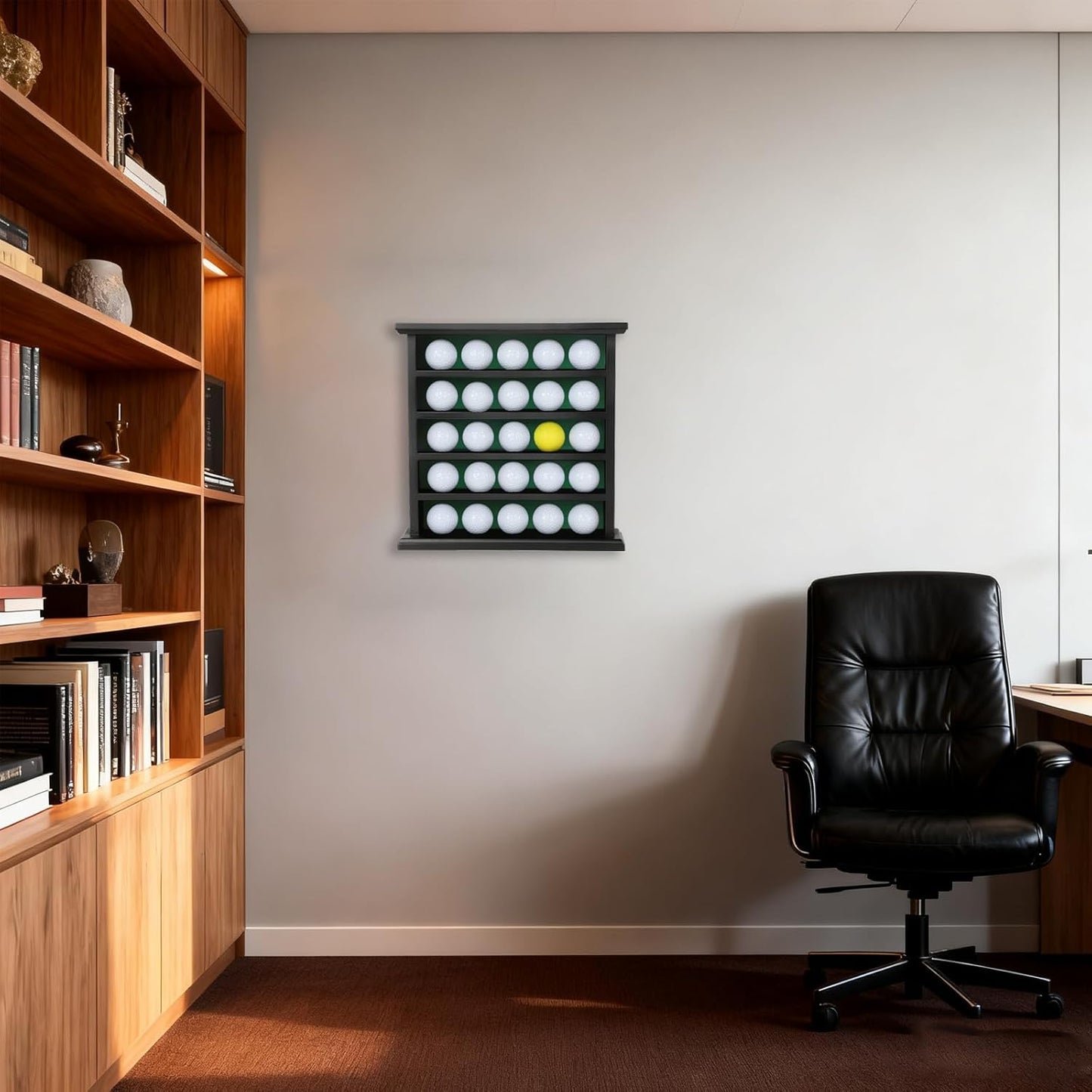 KCRasan Golf Ball Display Case - Wall Mounted Holder with Glass Door, Ideal Gift for Golf Enthusiasts