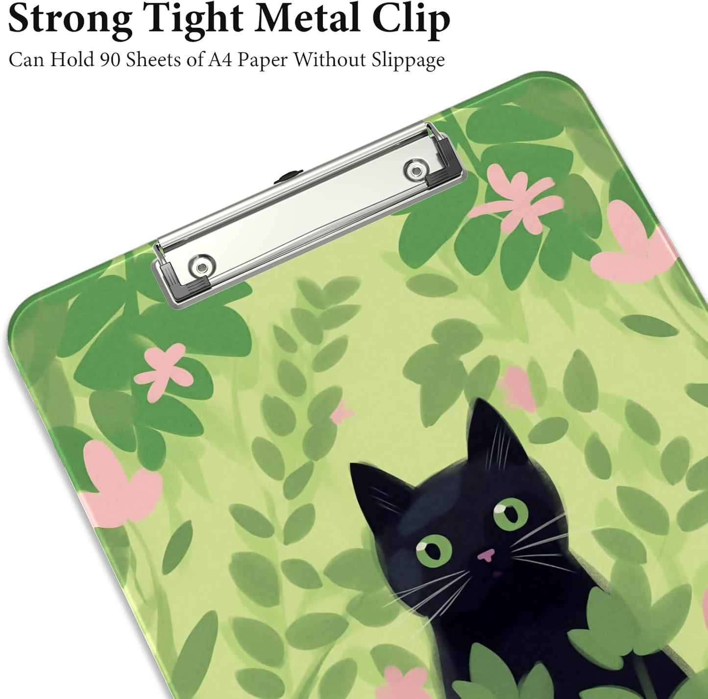 Rimilak Plastic Clipboards with Metal Clip, A4 Letter Size 9 x 12.5 in, Office Decorative for Students Women Men and Kids, Cute Custom Pattern, Kind Cat