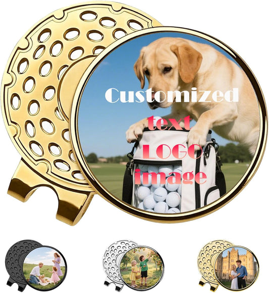 Custom Golf Ball Marker with Magnetic Hat Clip, Personalized Golf Ball Marker Hat Clip, Personalized Hat Clip Ball Marker with Photo, Logo, Name, Unique Gift for Golfers, Dad, Mom, Coach