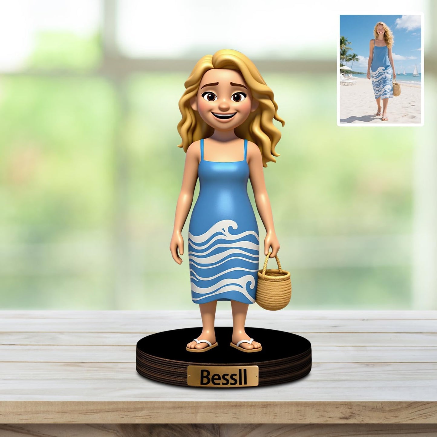 Personalized Cartoon Photo Sculpture Ornament Custom Name 2D Acrylic Photo Casual Cartoon Style Figurine Desk Decor Gift for Men Women Family Couple Birthday Xmas (Style 9)