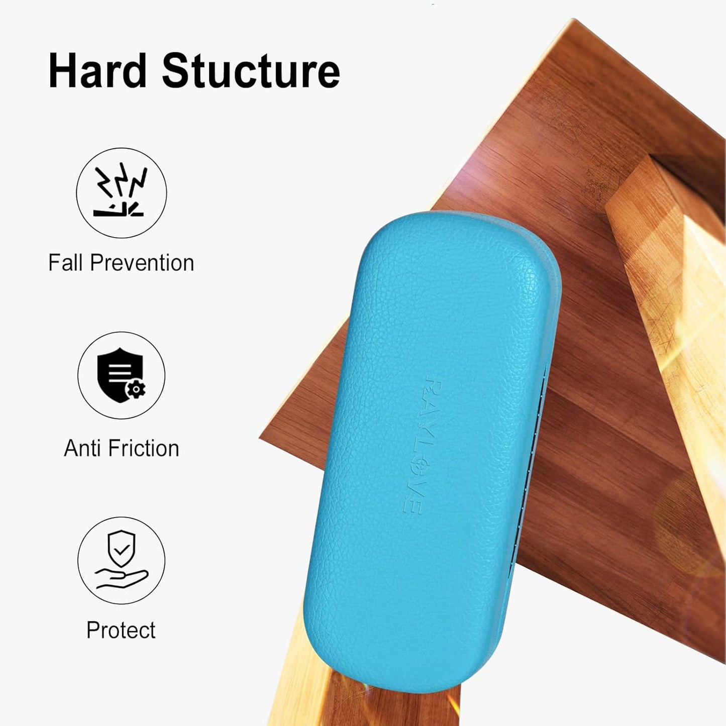 RayLove Glasses Case Hard Shell Eyeglass Case with Cleaning Cloth, PU Leather Protective Eye Glass Cases Fits Most Sunglasses