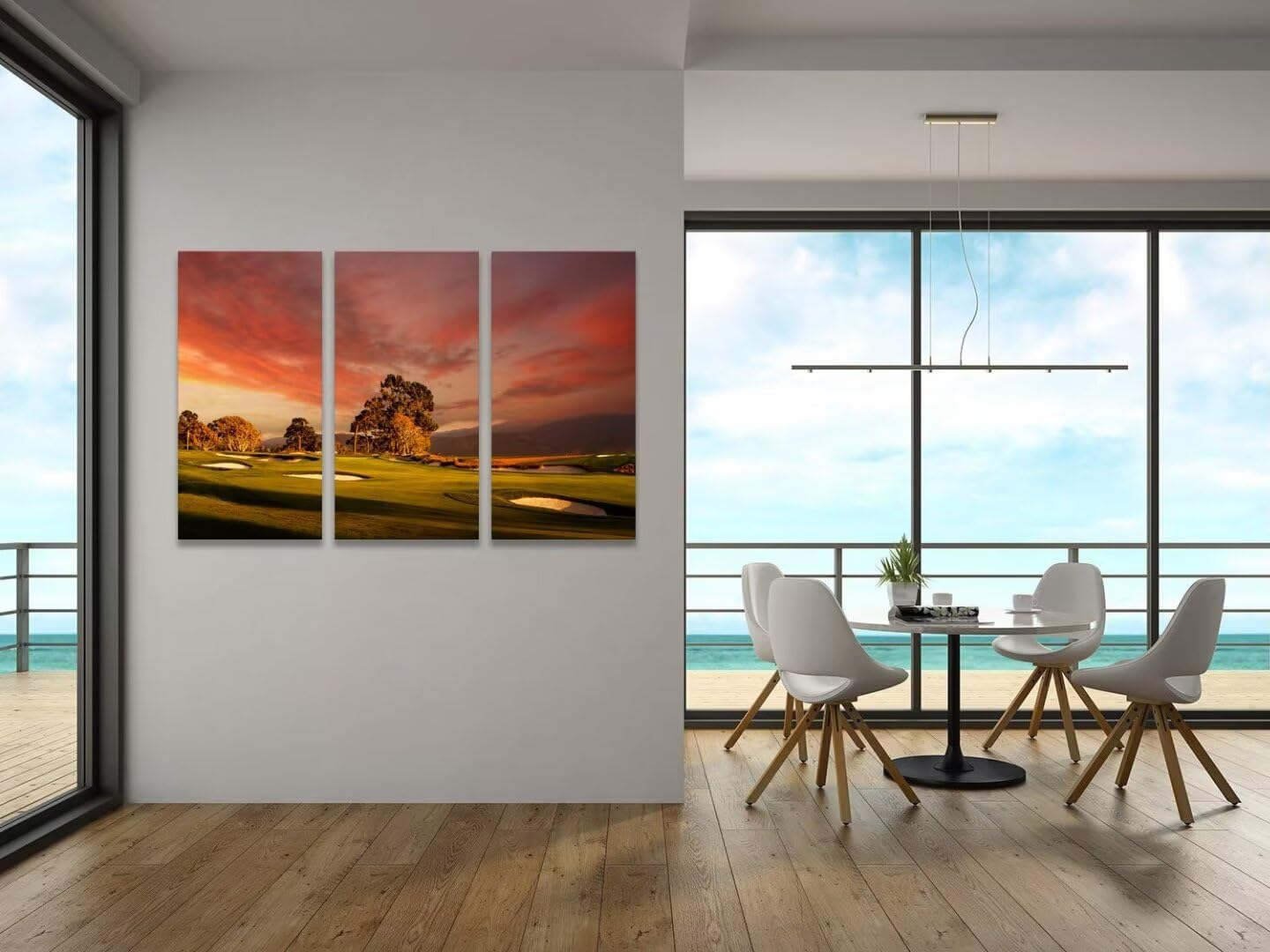 USA Coastline Golf Course Wall Art for Living Room Bedroom Bathroom Home Decorations Golf Course Pictures Posters Framed Artwork Canvas Prints Ready to Hang(12''W x 24''H x3)