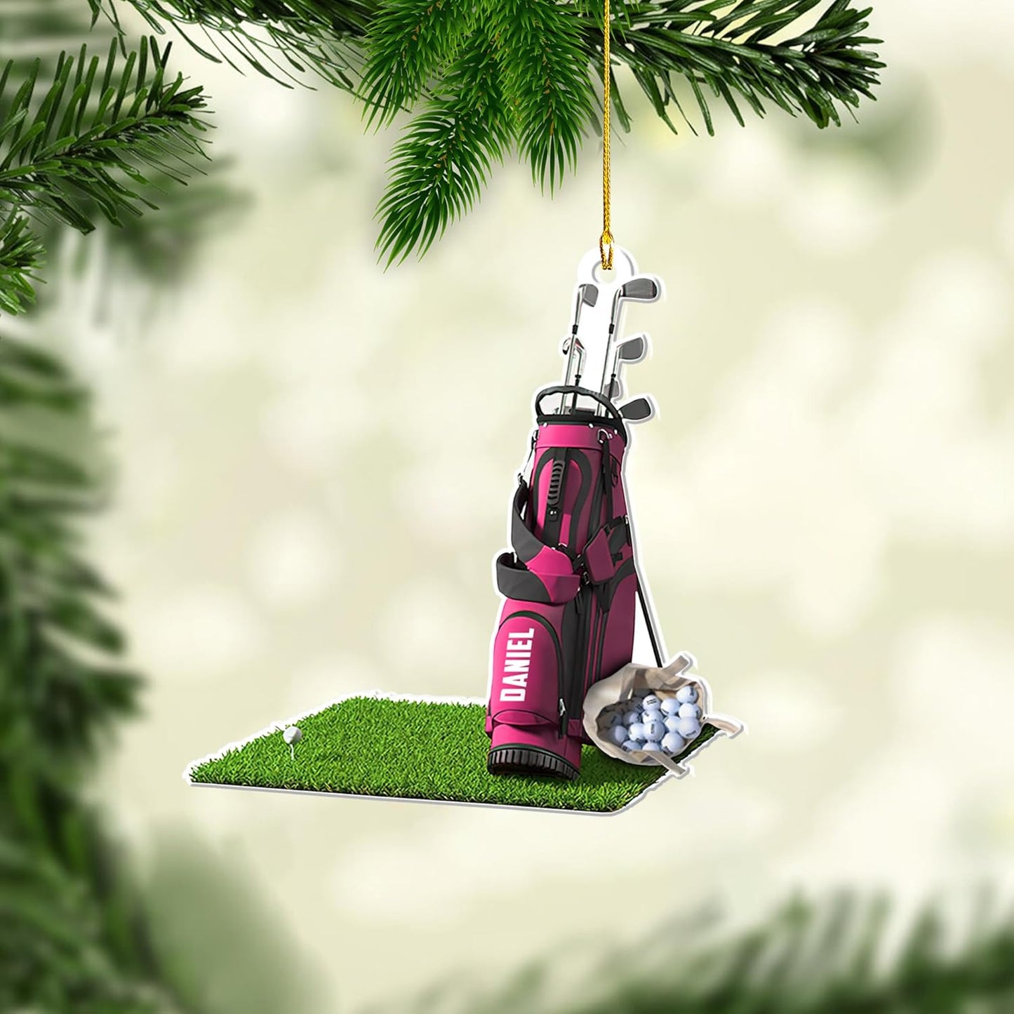Personalized Golf Ornaments for Christmas Tree 2025 Custom Golf Christmas Ornament Golfing Bag Ornament Sports Golf Cart Ornaments Gift for Golfer Bag Golfing Lovers Hanging Decoration (G11)