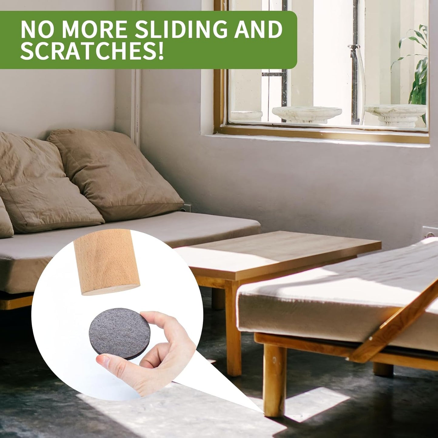 Non Slip Furniture Pads 16 PCS 2 1/2'' Round - Anti Slip Furniture Pads - Self Adhesive Rubber Feet Furniture Feet - Chair Leg Floor Protectors - Keep Furniture in Place