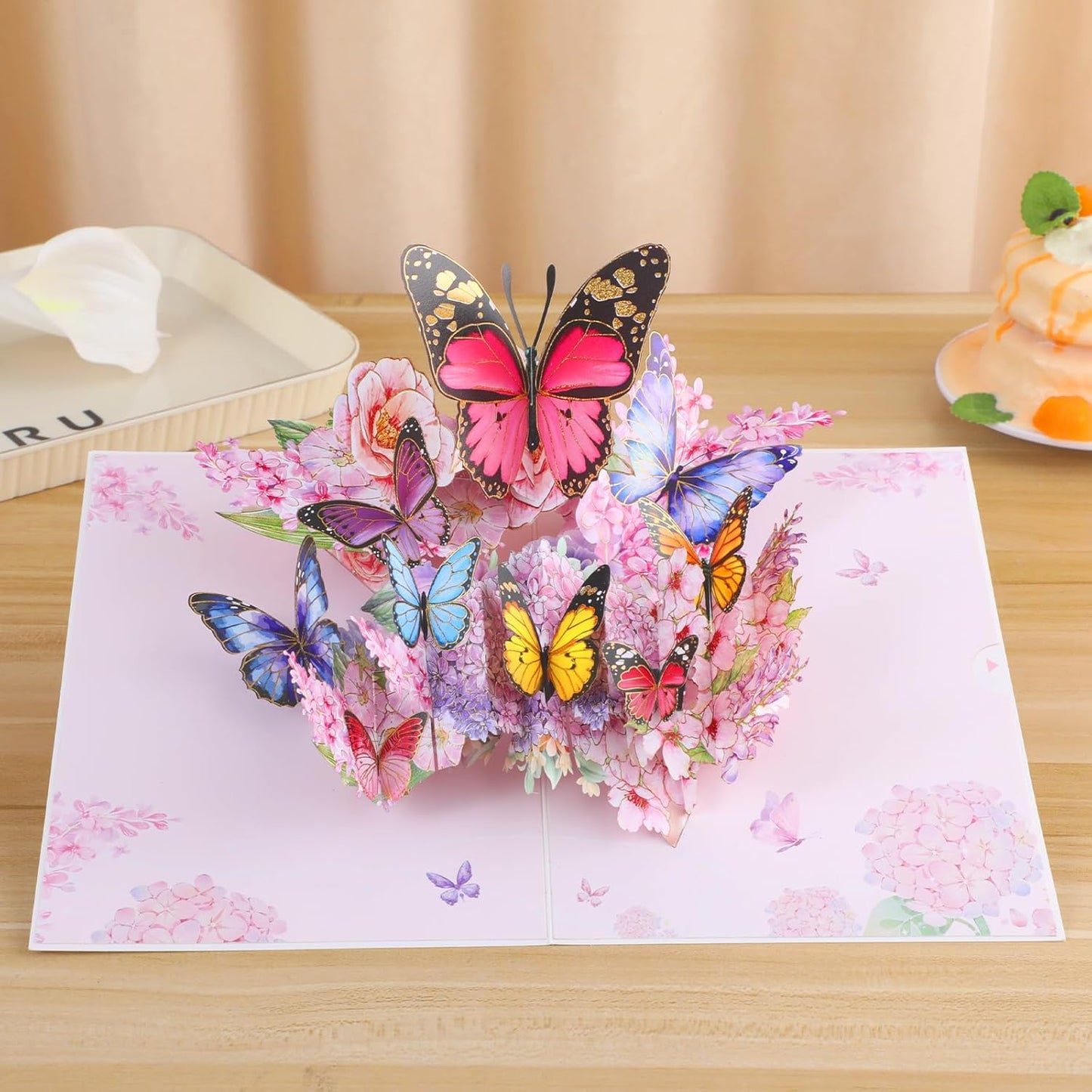 3D Butterfly Greeting Cards, Flowers Pop Up Birthday Cards, for Mom, Sister, Grandmother, Wife, Daughter, and other women, with envelope