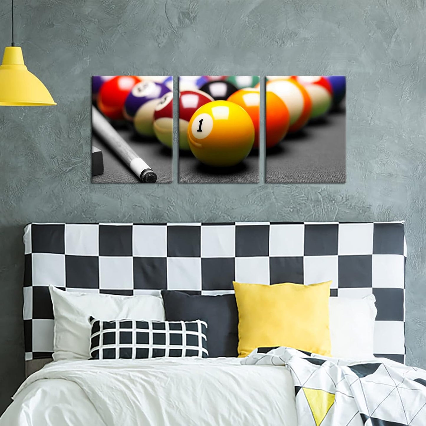 Apicoture Billiards Picture Canvas Wall Art Billiards Pool Hall Poster Pool Table Pictures Pool Room Wall Decor Ready to Hang 12"x16"x3 Pieces