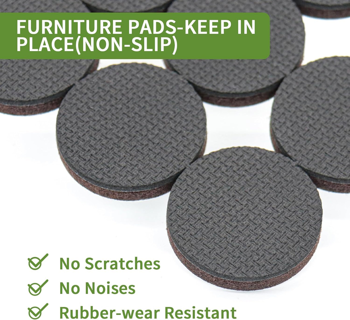 Non Slip Furniture Pads 24 PCS 1 1/2'' Round - Anti Slip Furniture Pads - Self Adhesive Rubber Feet Furniture Feet - Chair Leg Floor Protectors - Keep Furniture in Place