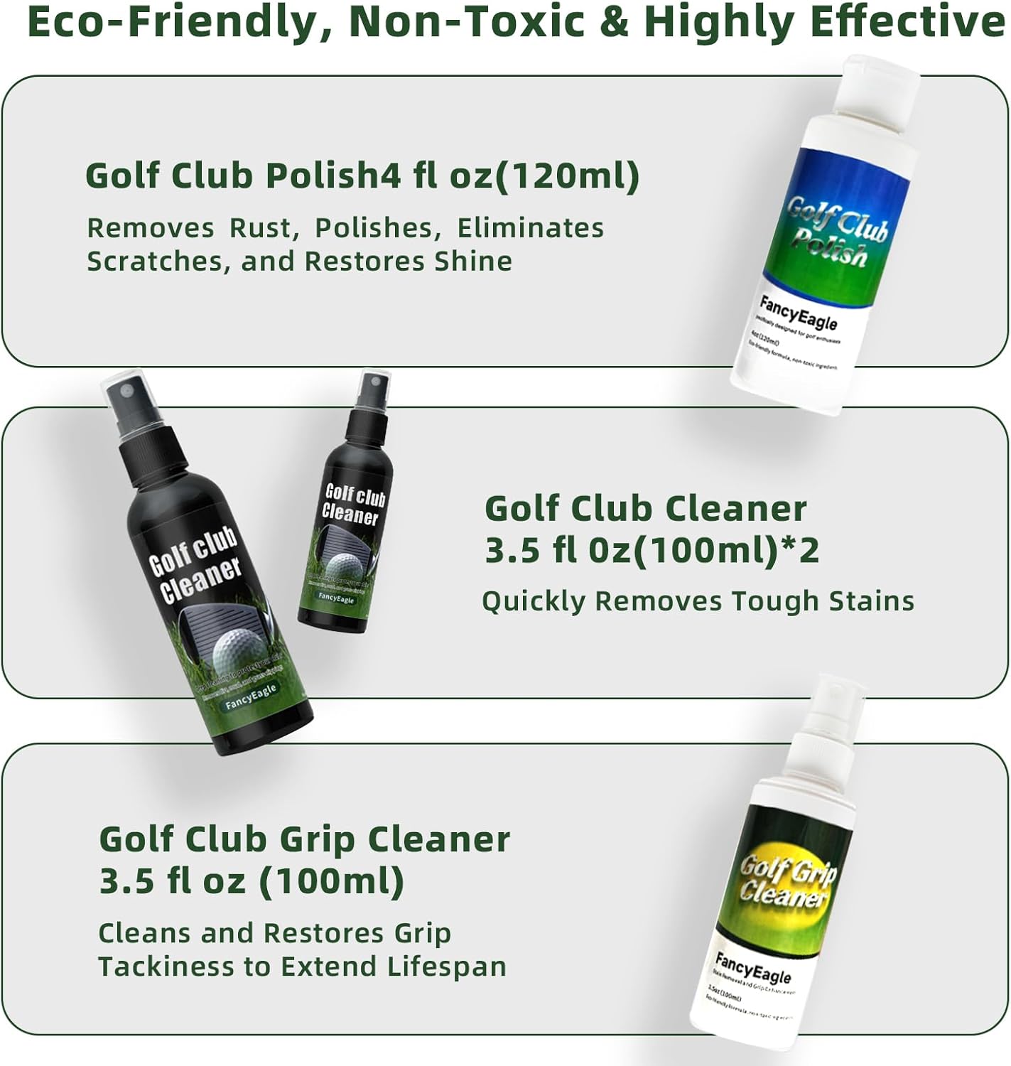 Golf Club Care Kit - Clean, Polish and Restore Irons, Drivers, Putters -Remove Rust, Scratches & Restore Tackiness | Includes Golf Club Cleaner, Polish, Grip Cleaner, Magnetic Towel & Golf Club Brush