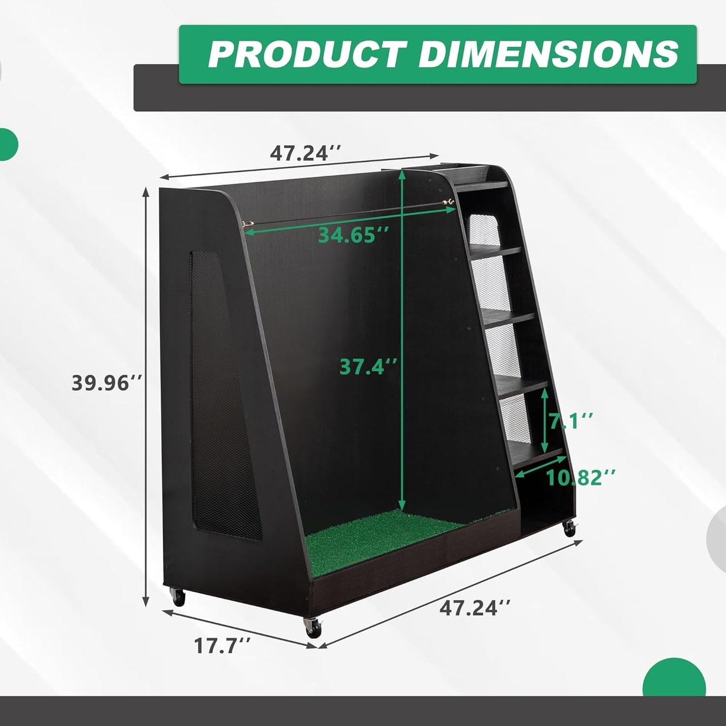 Golf Bag Organizer Storage Rack Stand Holder Fits 2 Extra Large Golf Club Bags and Multiple Golfing Equipment Accessories for Garage Home Simulator and Office