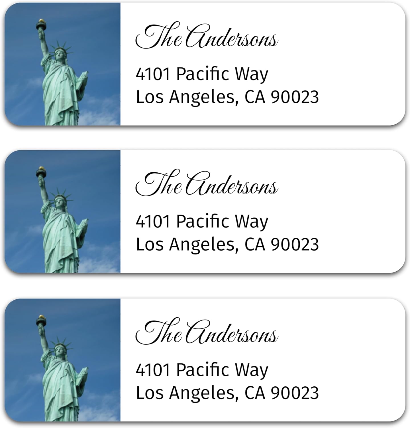 Personalized Patriotic Return Address Labels, Self-Adhesive Address Stickers on Sheets, 50-1000 Labels (Statue of Liberty Photo)
