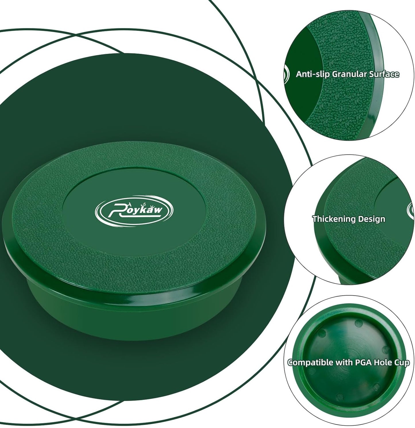Roykaw Golf Cup Cover, Golf Putting Green Hole Covers for Golf Course Hole/Golf Practice Training Aids Holes, ABS Golf Hole Cover, Non-Slip, Conforms to USGA Standard