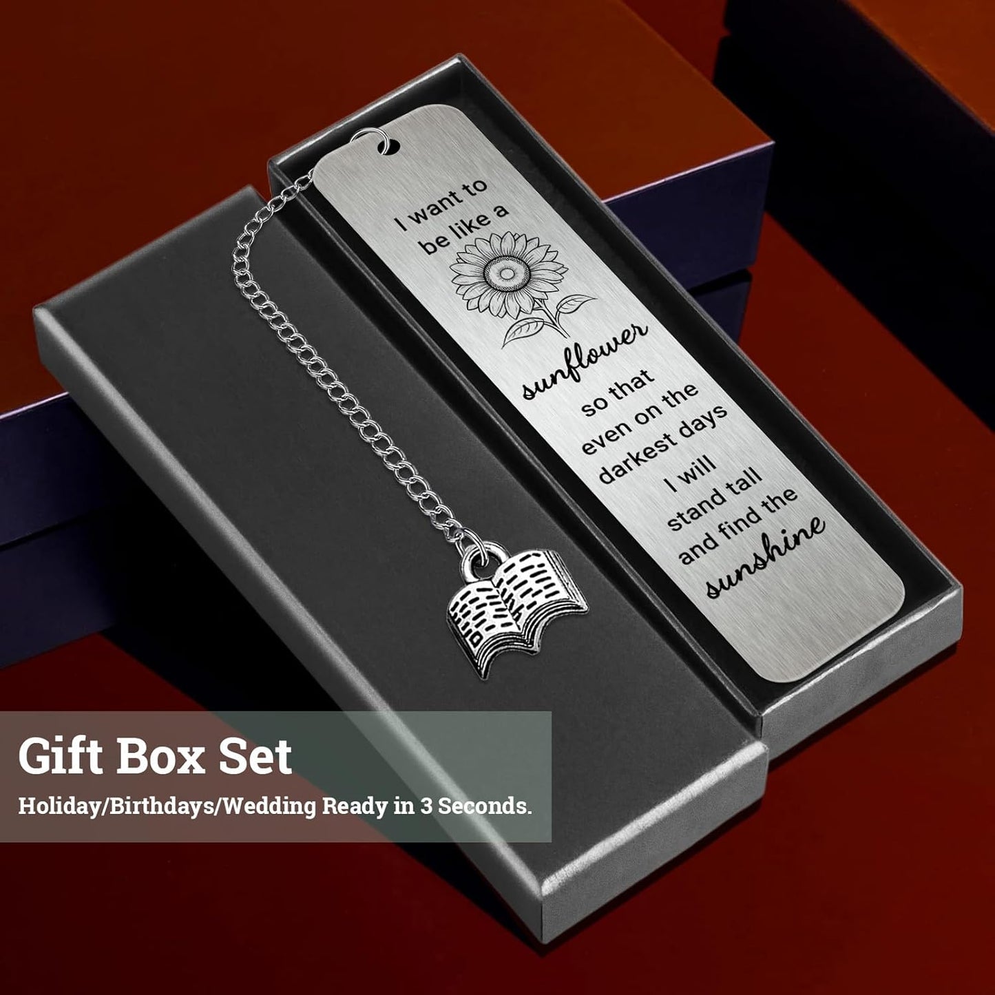 Sunflower Bookmark Gifts for Women, Inspirational Metal Book Marks, Cute Floral Bookmarks for Reading, Sunflower Sunshine Teacher Appreciation Birthday Gifts