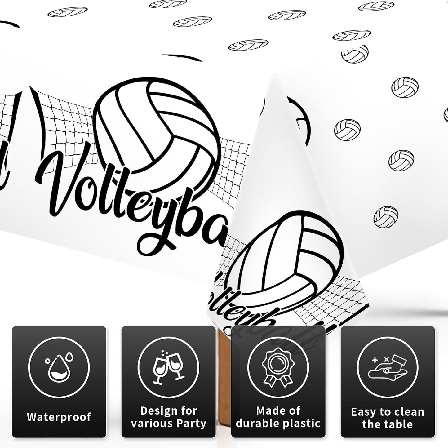 Grencian 3Pcs Volleyball Birthday Party Tablecloth Volleyball Plastic Table Covers Sports Theme Disposable Table Cloth for Girls Birthday Party Decorations