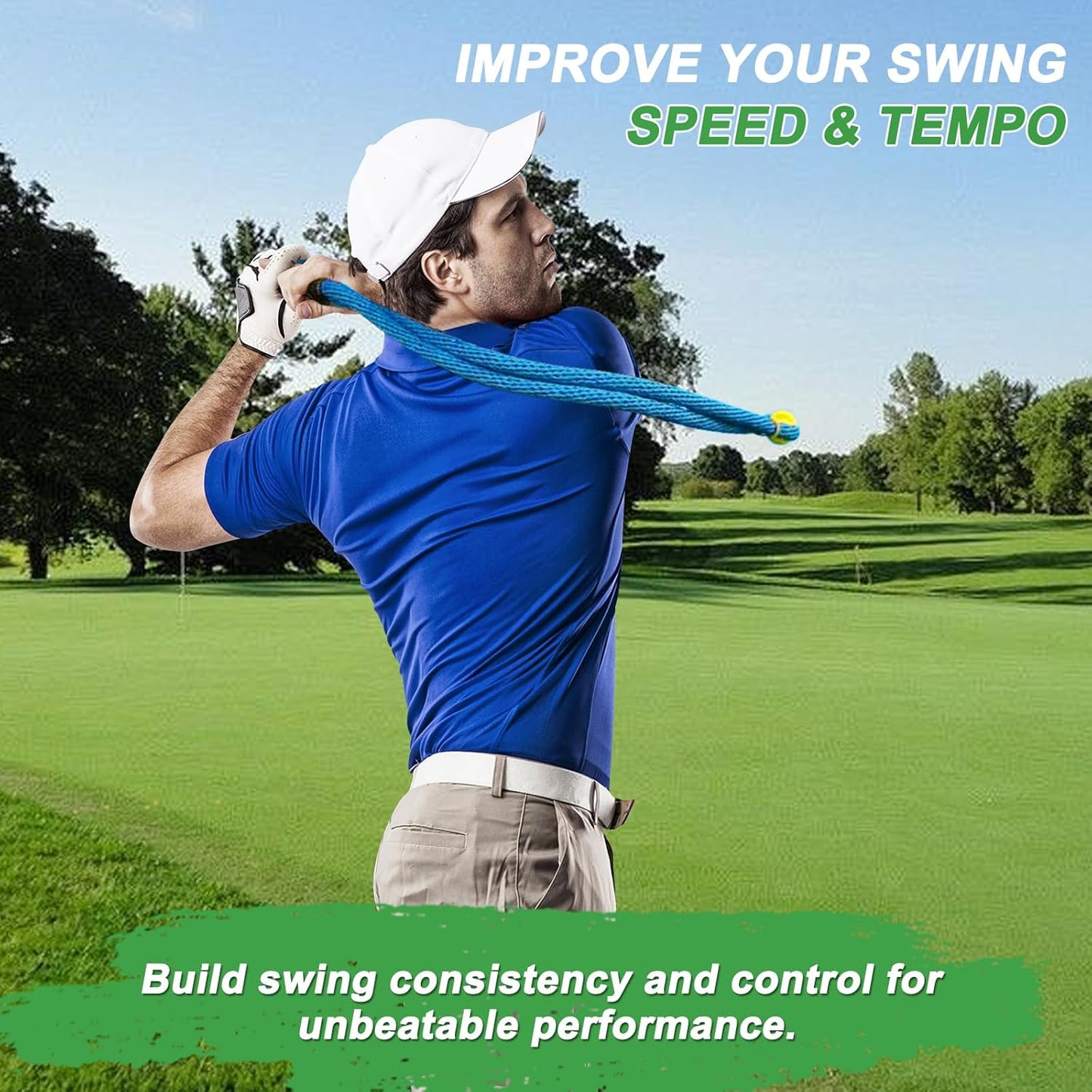 Golf Rope Swing Trainer, Professional Golf Swing Rope Training Aid to Improve Speed, Tempo, Rhythm, Flexibility and Strength, Golf Warm-Up Practice Equipment for Golfers of All Levels