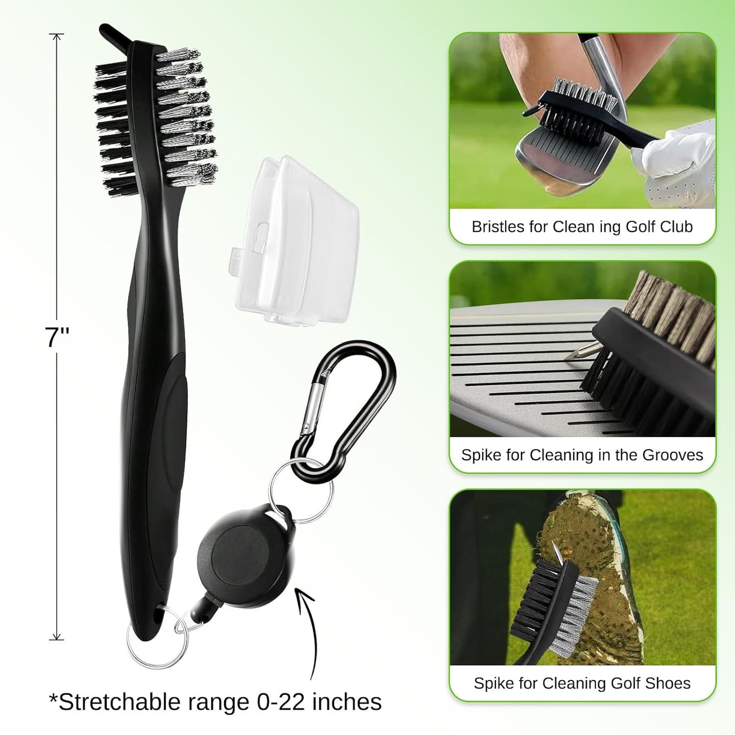 Personalized Golf Towels for Golf Bags - Microfiber Monogrammed Golf Towels for Men/Women, Retractable Brush Tool Kit with Club Groove Cleaner, Custom Golf Accessories for Golfers (Initial B)