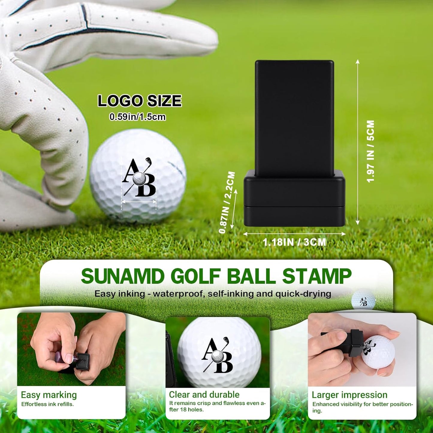 Custom Golf Ball Stamp, Self-Inking Golf Ball Stamper with Personalized Monogram Design, Waterproof Quick-Dry Ink, Durable Marker for Easy Ball ID, Ideal Gifts for Golfers Men Women Beginners