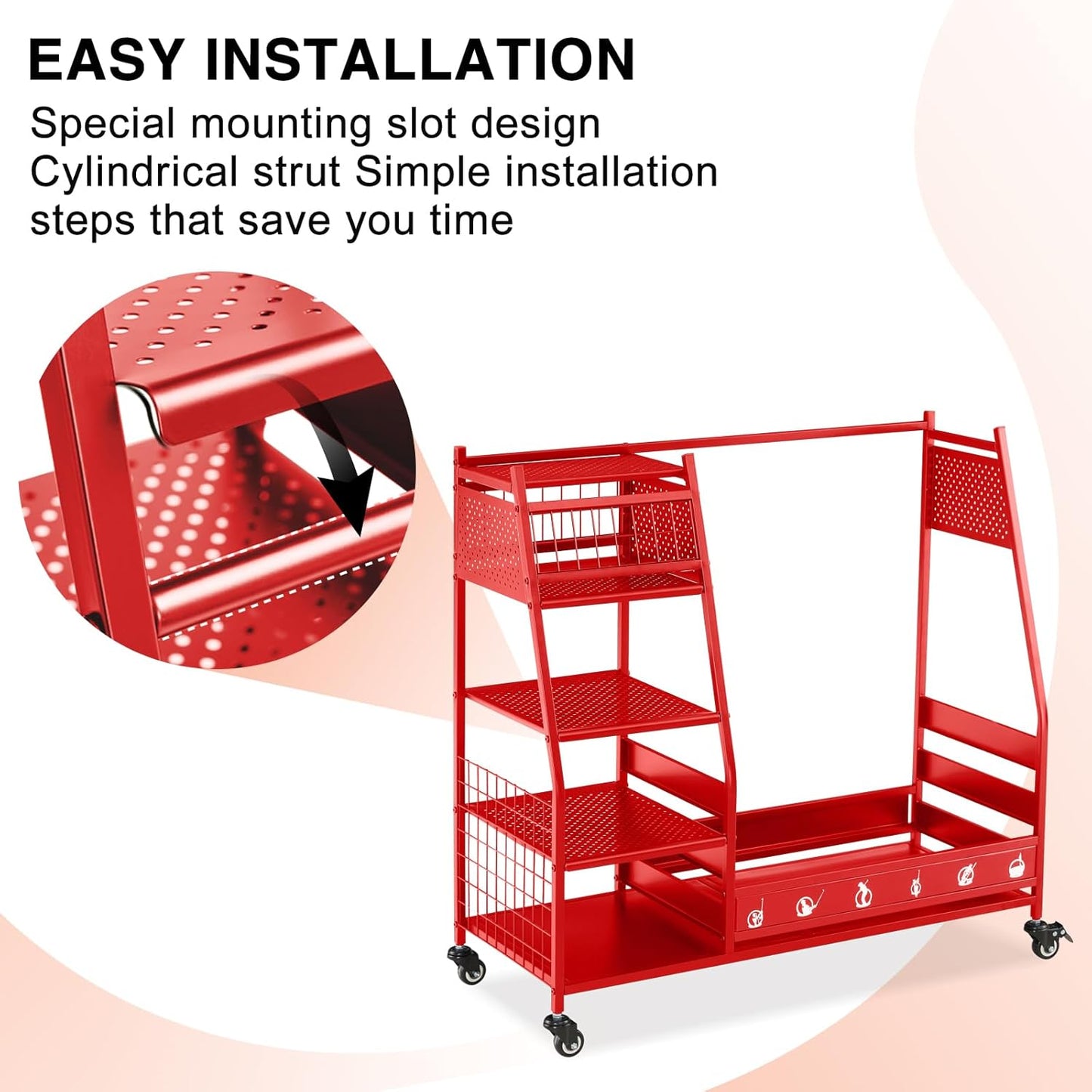 Lauren&Harold Golf Bag Organizer Garage Storage, Golf Storage Rack Stand Fits 2 Golf Bags, Golf Clubs and Other Golfing Equipment Accessories, Golf Organizer for Garage, Club, Shed, Basement