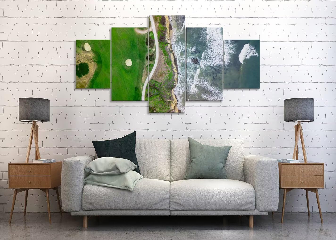 San Francisco California Golf Links Wall Art for Living Room Bedroom Bathroom Home Decorations Half Moon Bay Golf Links Pictures Posters Framed Artwork Canvas Prints Ready to Hang(50''W x 24''H)