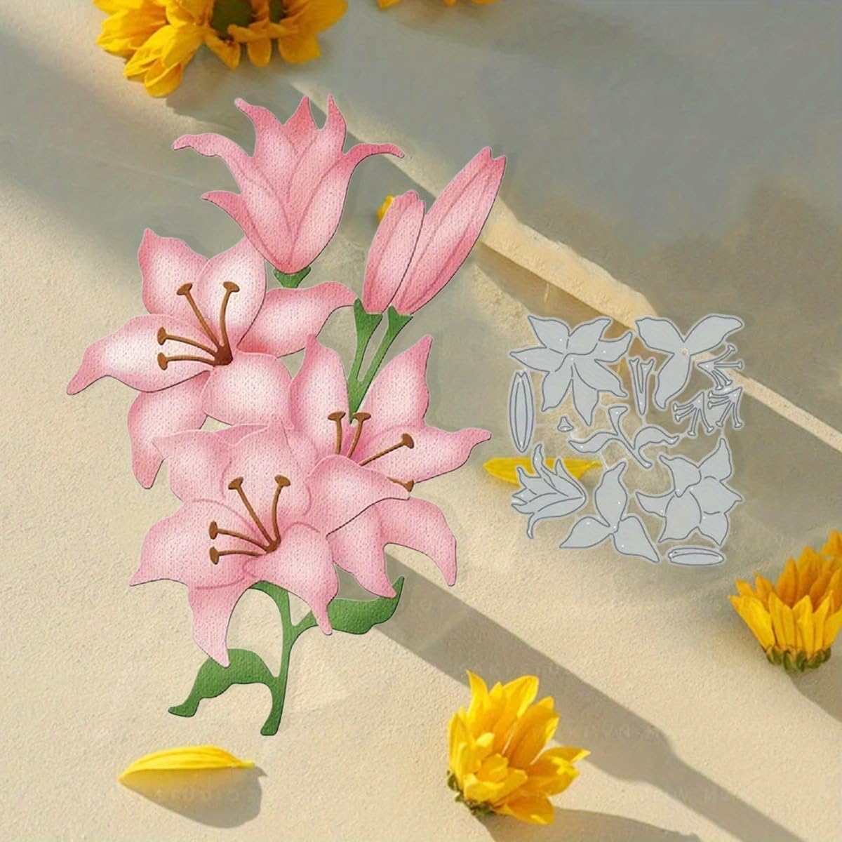 Flowers Metal Cutting Die for Scrapbooking - Cut Stencils for DIY Scrapbook Photo Album Decorative Paper Card, Card Making Supplies, Stencils & Crafting Die Cut (Pink Flower 4.3 x 4.1 in)