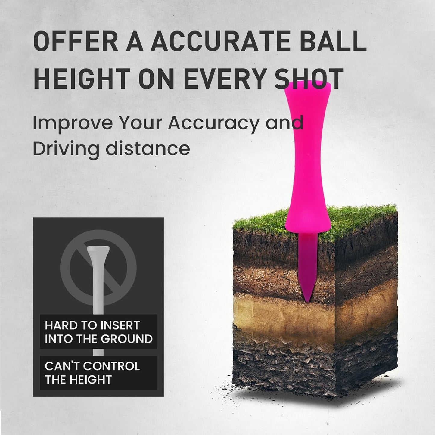 FINGER TEN Plastic Golf Castle Tees Step Down Unbreakable Mixed or Same Height Value 100 Count, 2 3/4, 2 1/4, 2, 1 3/4, 1 1/2 Inch Length Colorful for Practice