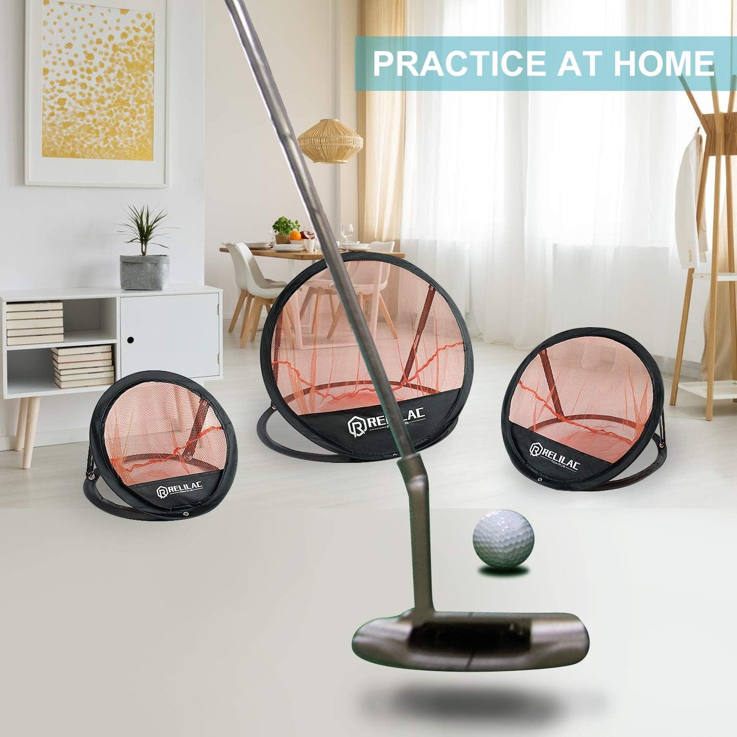 Pop Up Golf Chipping Practice Net Set - Indoor/Outdoor Golfing Target Accessories for Golf Practice - Improve Your Short Game - Gifts for Men, Dad, Mom, Husband, Women, Kid, Golfers