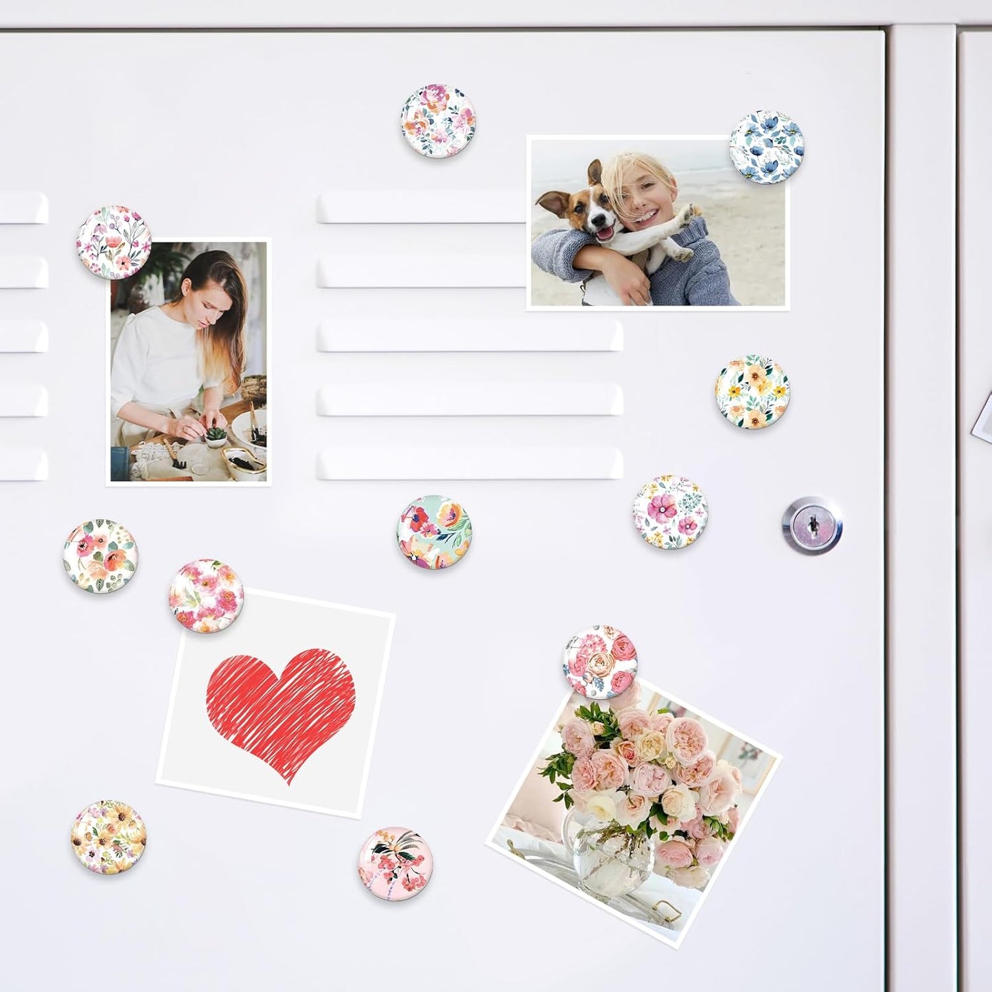 MORCART Fridge Magnets Colorful Flower Decoration for Refrigerator Locker Whiteboard Decorative Magnetic Board Cabinets Classroom Office Cubicle School Cute 16PCS