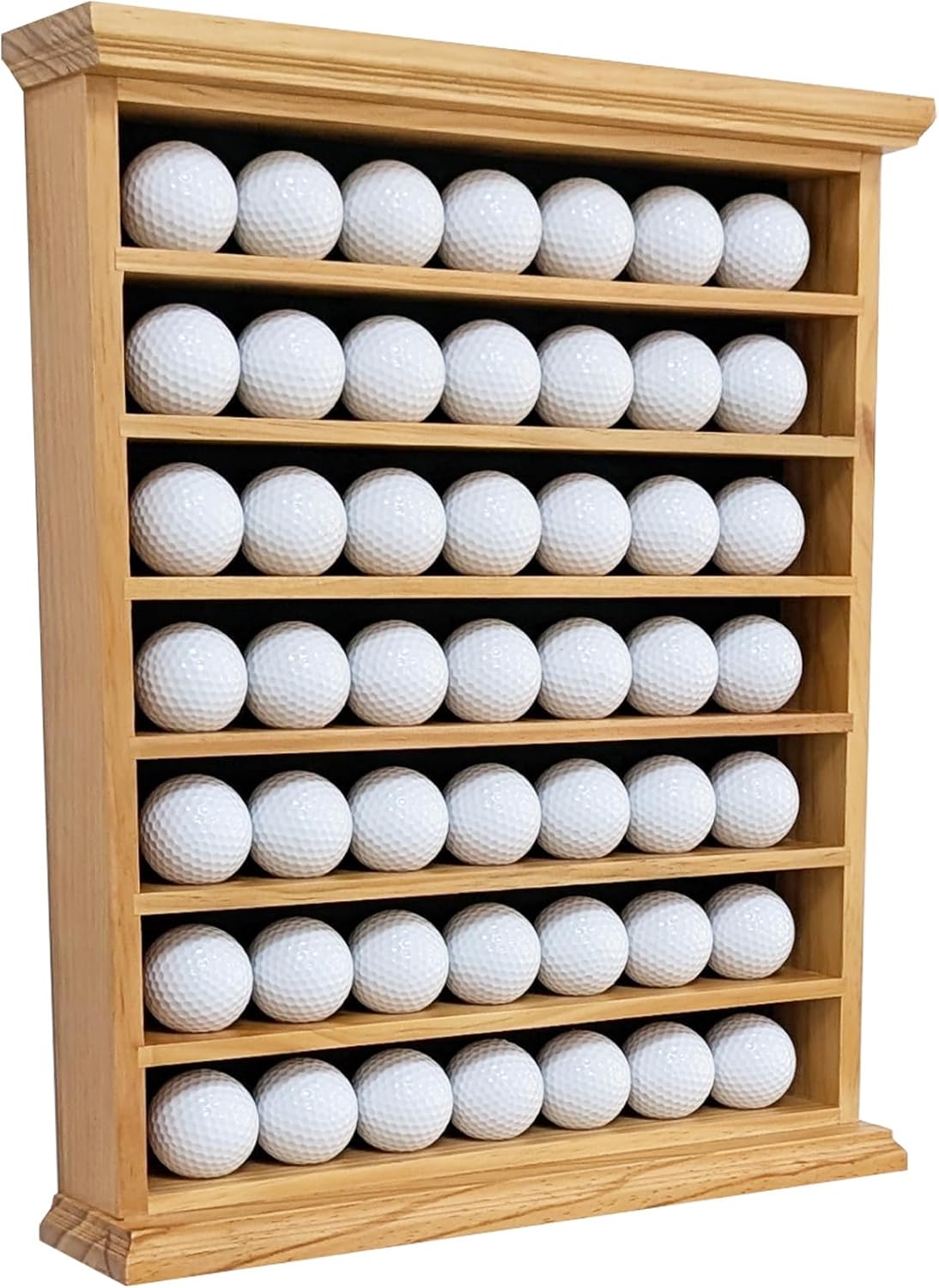 Deluxe Natural Wood Golf Ball Display Cabinet - Showcases Up to 49 Golf Balls - Ideal for Collectors & Enthusiasts