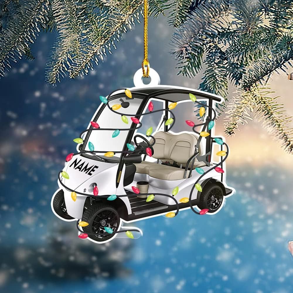 Personalized Golf Christmas Ornament, Love Golf Player, Xmas Ornament Gift, Gifts for Golf Lovers, Him, Her, Home Décor, Golfing Cart Christmas Ornament, Idea 5