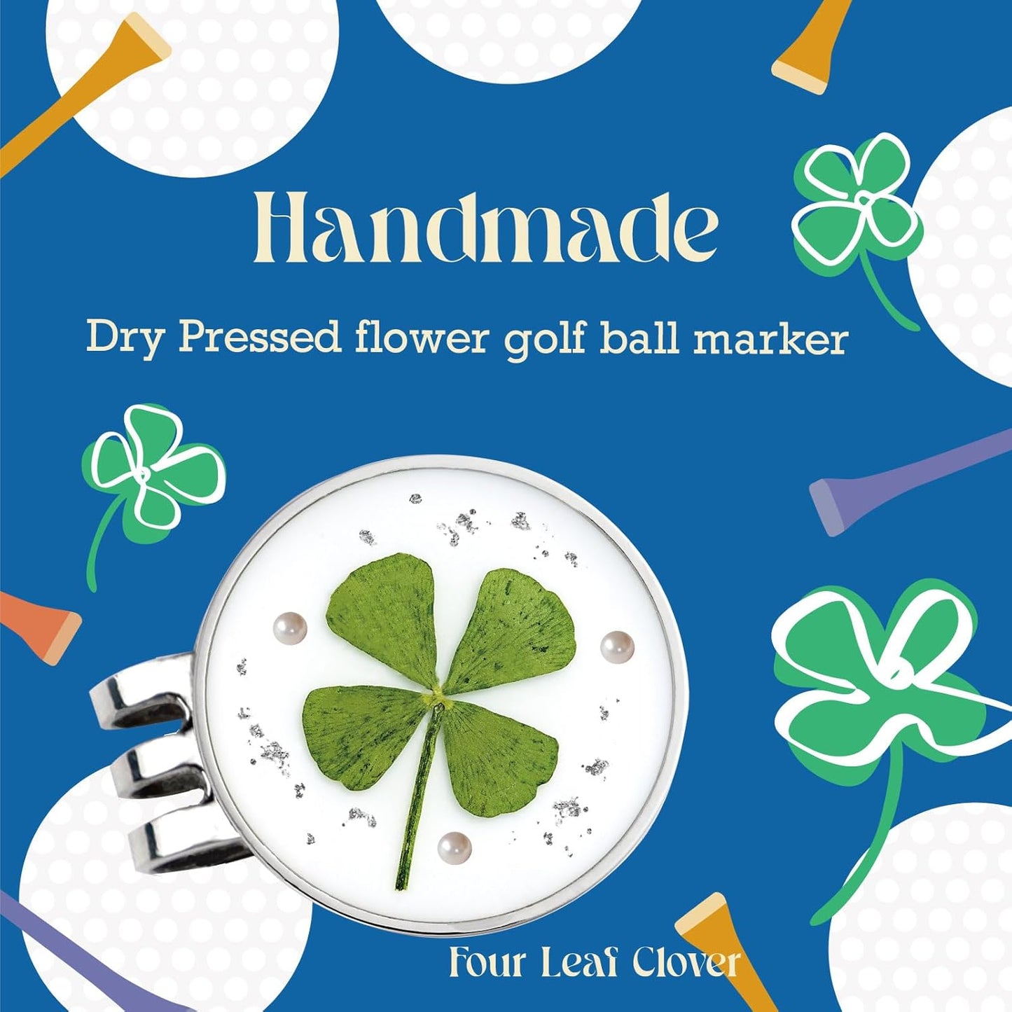 Golf Ball Marker hat Clip with Ball Marker, Handmade Pressed Flower Golf Marker, Golf Gifts, Golf Accessories for Women