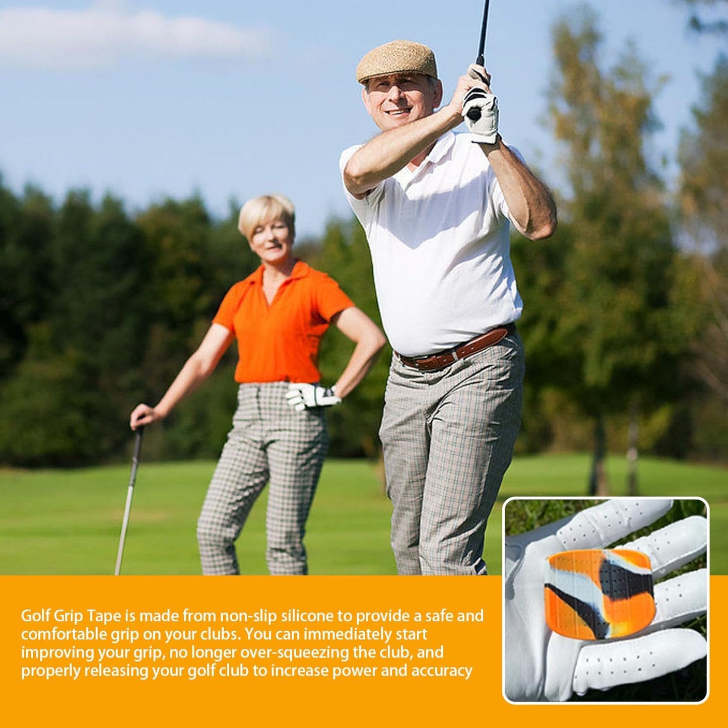 Golf Grip Tape 1 Set Anti Slip Golf Grip Friction Stickers Silicone Golf Grip Training Aid Easy to Use Golf Grip Training Aid Portable Golf Alignment Stick Golf Grips Golf Grip Trainer for Golf Glove