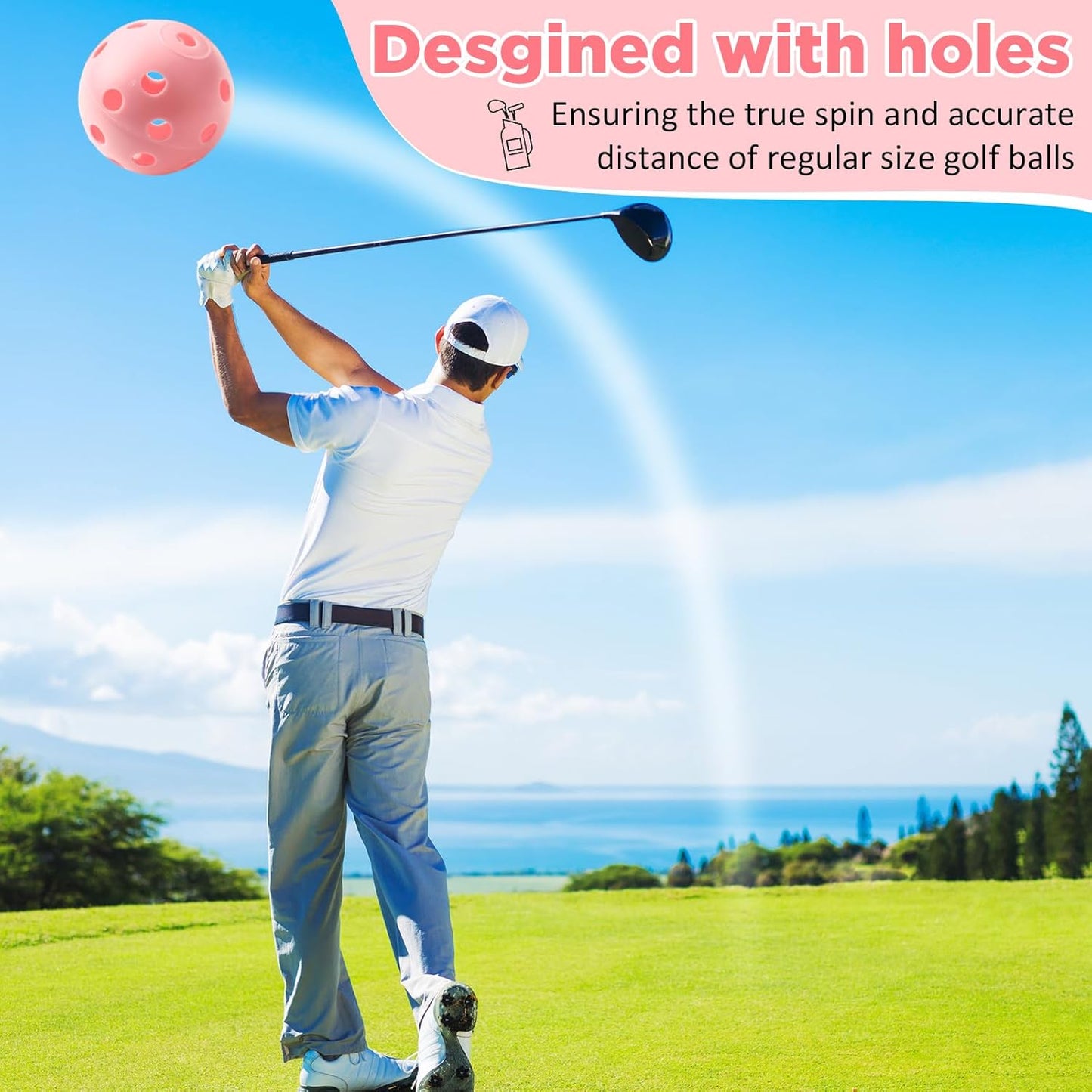 80 Pack Practice Golf Balls Limited Flight 42 mm Golf Training Airflow Hollow Plastic Ball for Women Men Indoor Outdoor Driving Range Swing Practice Home