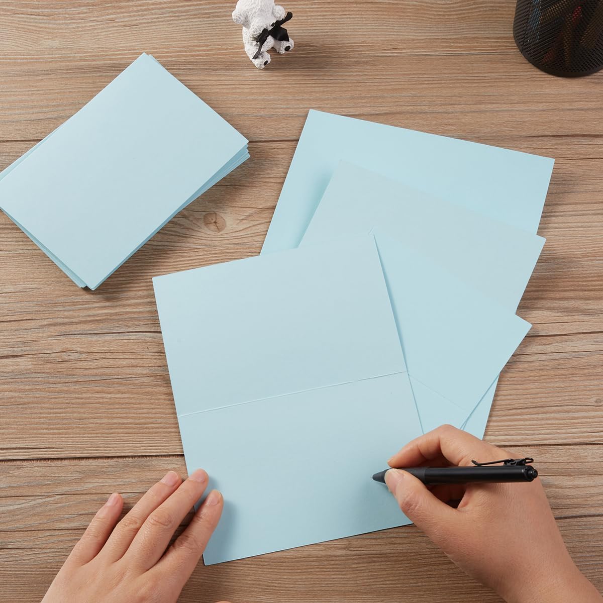 50 Pack Blank Cards Folded Cardstock Thank You Blank Greeting Cards for Invitations, Wedding, Greeting Cards, All Occasion DIY (Light Blue, 4x6)