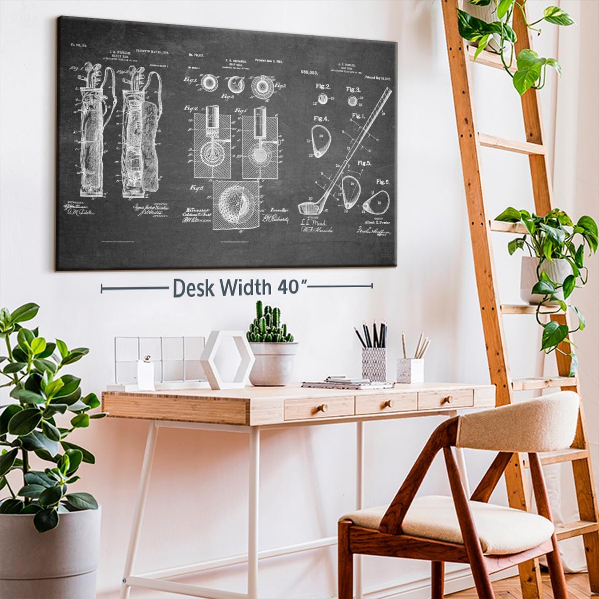 ElephantStock Golf Patents Canvas - 1 Panel Sports Patent Wall Art Decor - Sports Decorations for Boys Room - Wall Art and Office Decor - 51" X 34"