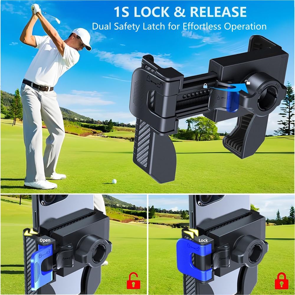 Magnetic Golf Cart Phone Holder: Powerful N52 Magnet Base, Tool-Free Install & 360° Rotatable, Universal Fits EZGO/ Club Car/ Yamaha - Must-Have Golf Accessories for iPhone, Samsung & All Smartphones