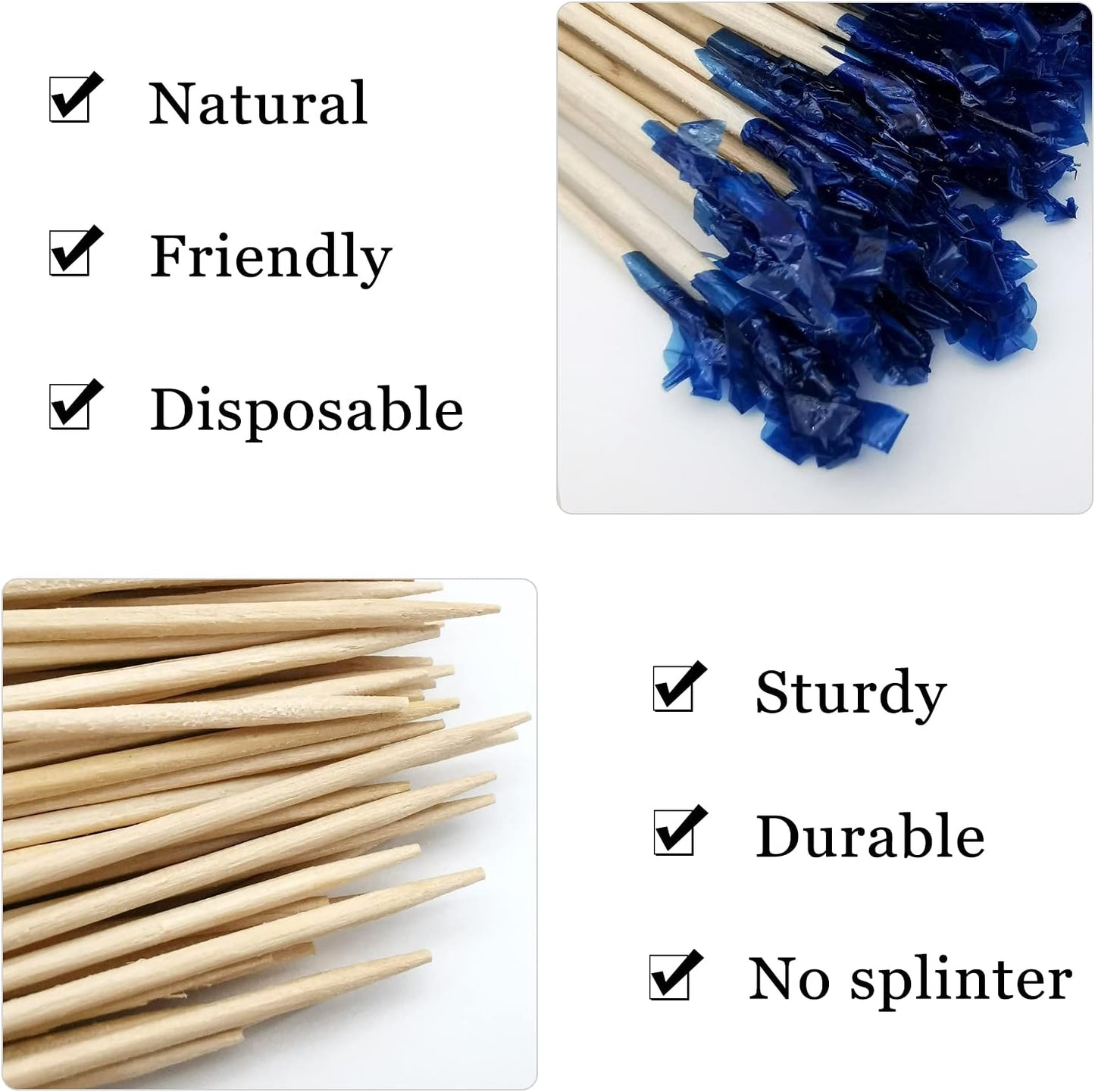 BLUE TOP Wood Frill Picks Toothpicks 4 Inch Value Pack 2000pcs, Wood Frill toothpicks decorative Cocktail Party Toothpicks for Fruit,Appetizers,Club Sandwiches,Great for Valentine's Day and Parties.
