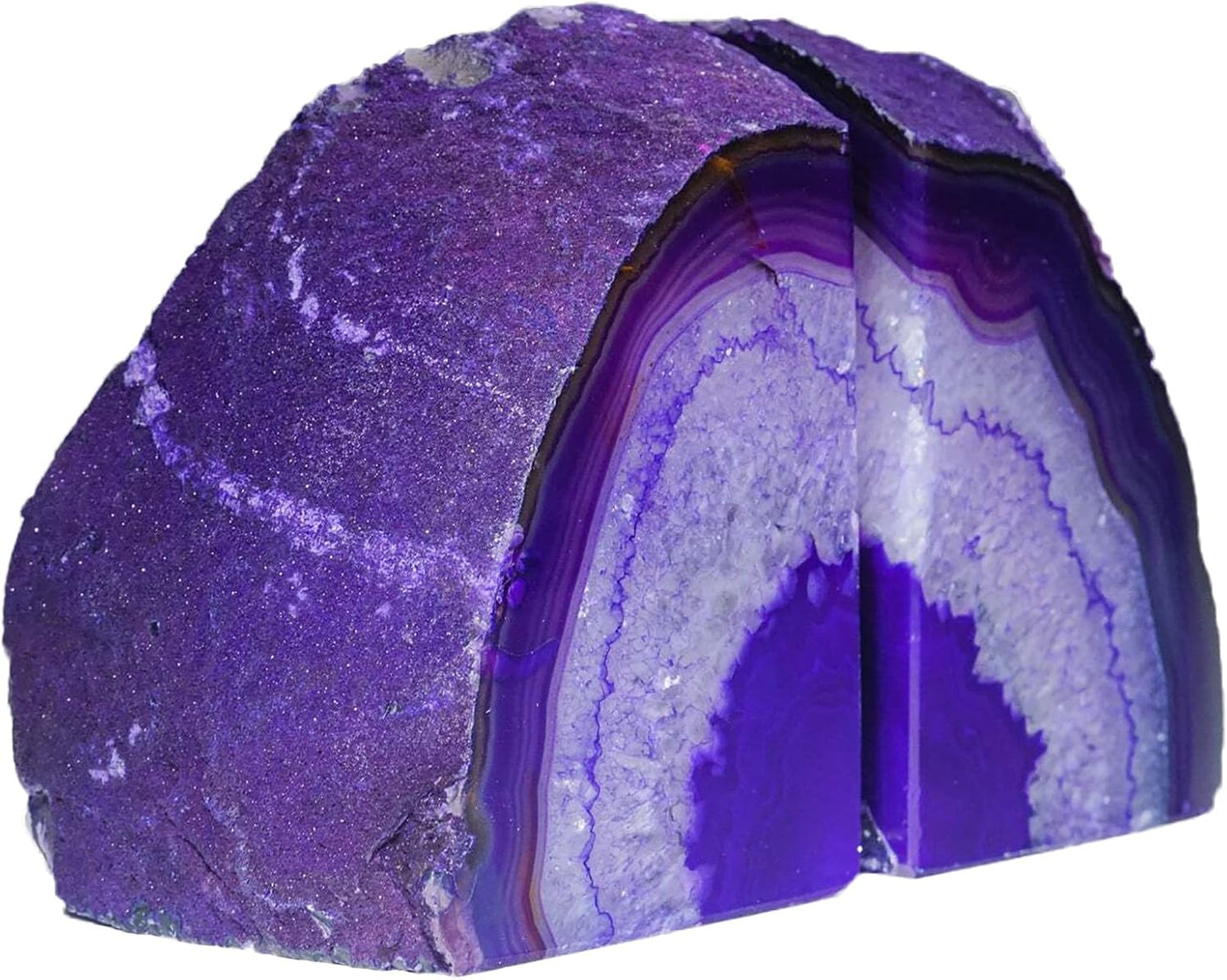 AMOYSTONE Purple Agate Bookends, Heavy Weight Decorative Book Ends for Shelves, Agate Stone Stopper 6-8 LBS for Heavy Books,Perfect for Home and Office Decor