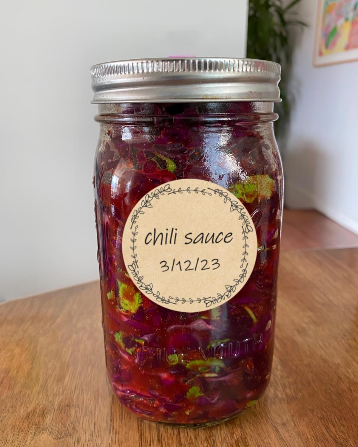 2" Canning Labels for Jars & Lids, 4 Different Wreath Designs, 500 Pcs Round Kraft Christmas Mason Jar Stickers, Food Labels Pantry Labels, Mason Jar Labels Spice Labels Bottle Labels