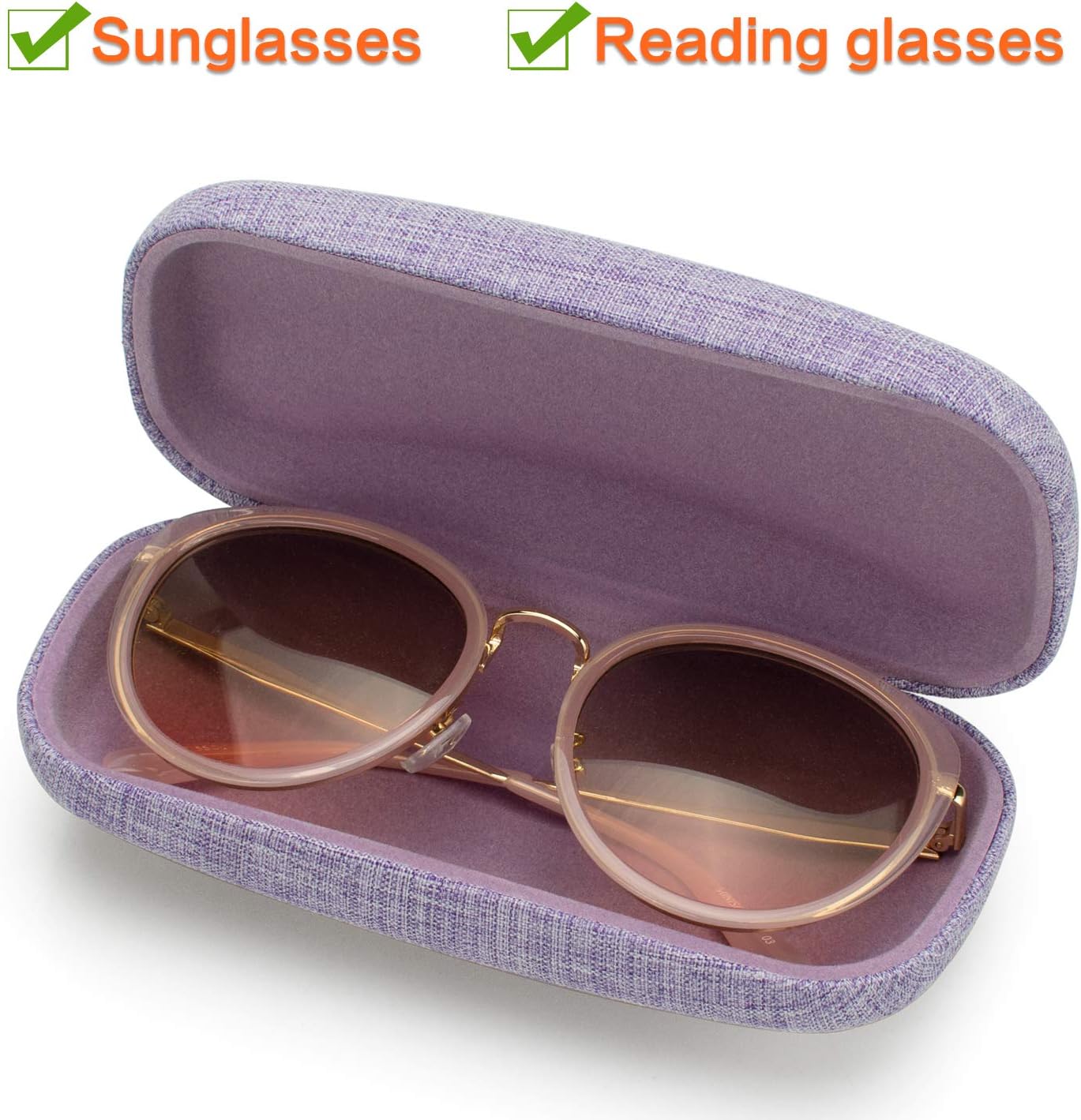 Vemiss Hard Shell Eyeglasses Cases, Linen Fabrics Protector Sunglasses Case, Large Glasses Case