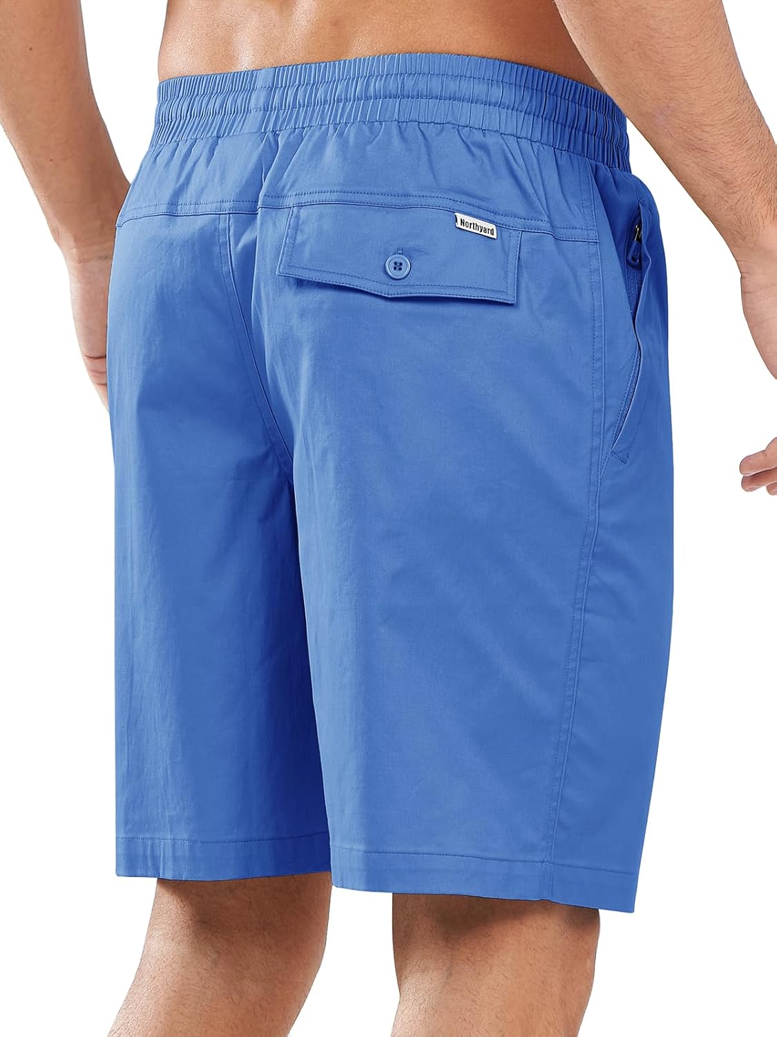 NORTHYARD Mens Casual Shorts-Cotton 9" Golf Hiking Drawstring Elastic Waist Work Shorts with Zipper Pockets