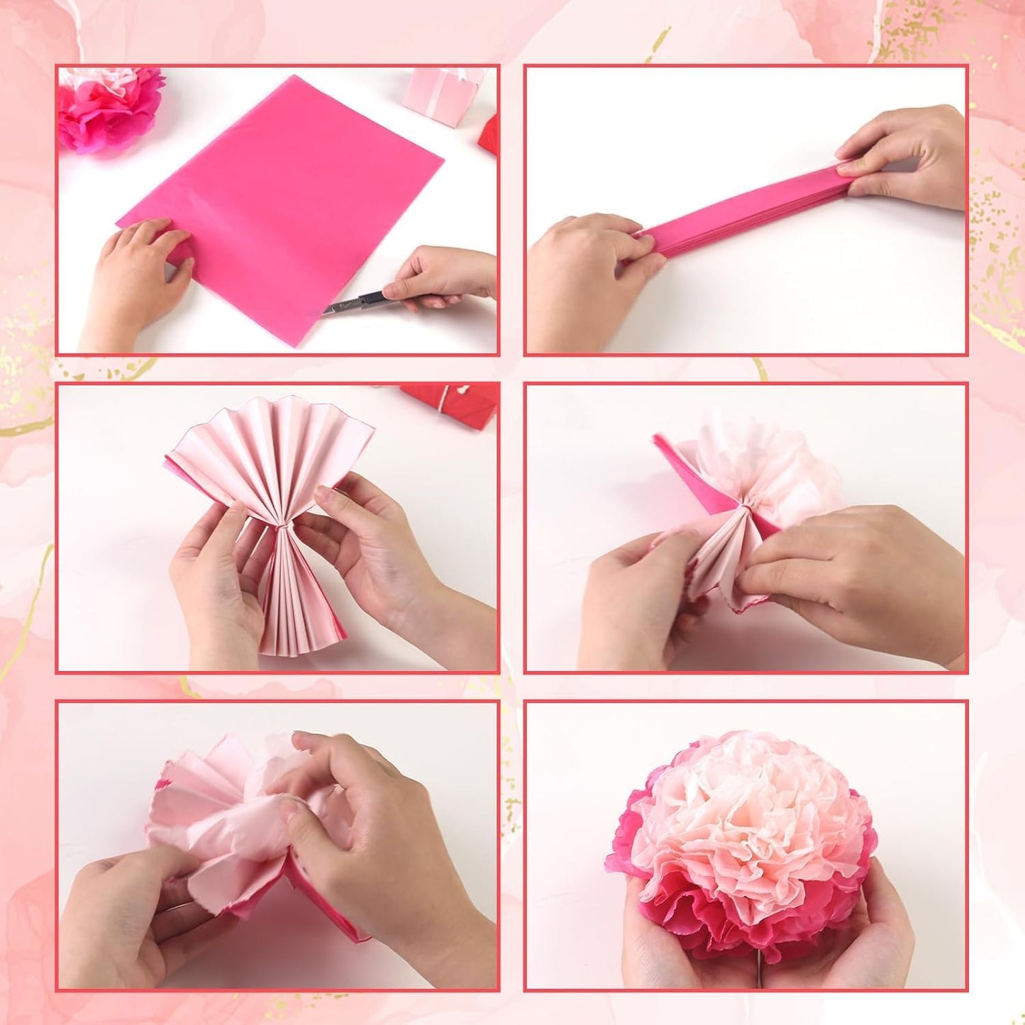 VGOODALL 450 Sheets Pink Tissue Paper, 11.5x8 Inch Red Gift Wrapping Paper for DIY Crafts Party Decorations