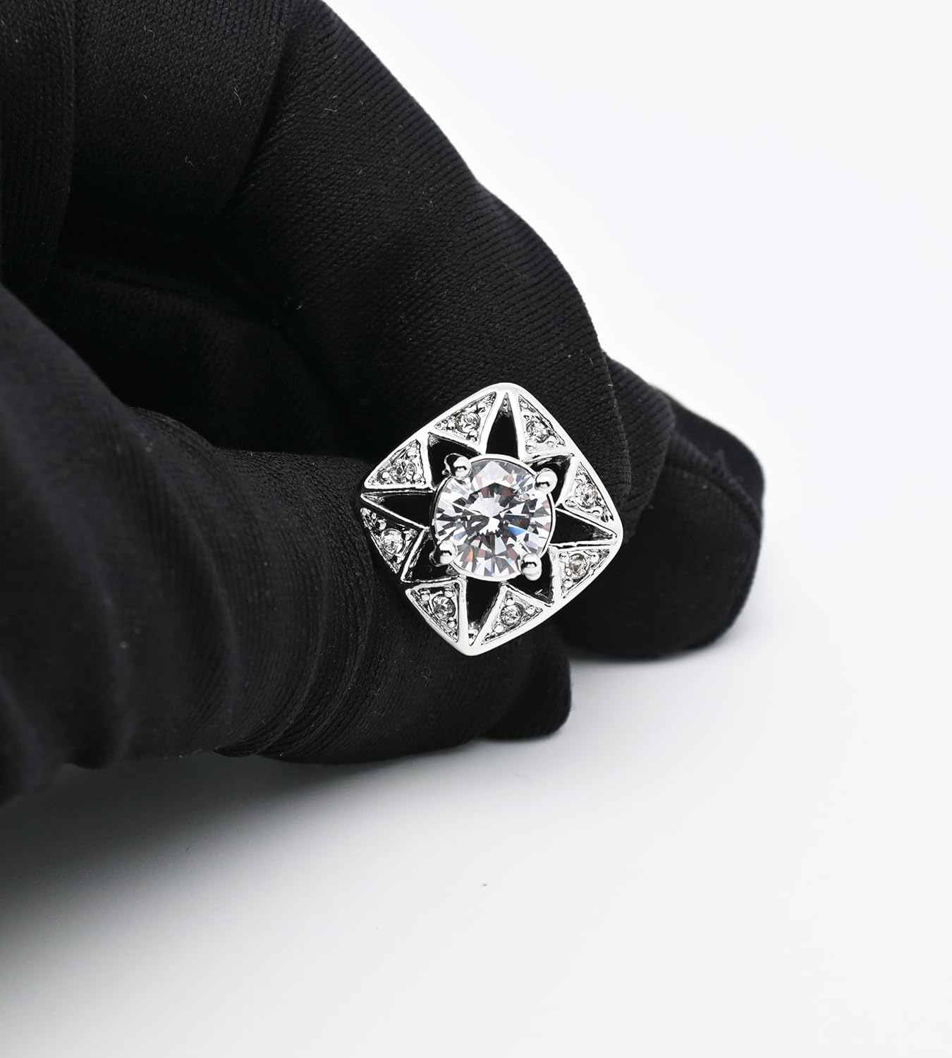 Faceted Transparent Crystal Cufflinks for Men In Gift Case Square Shape Gemstone Men's Cufflinks Jewelry for Wedding Party Business Birthday Anniversary Dress