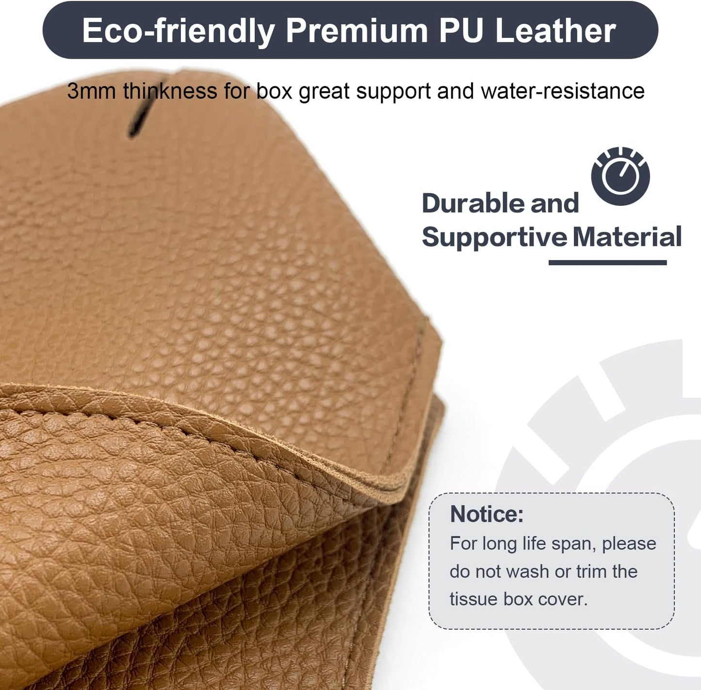 Tissue Box Cover 5X5X5'' PU Leather Tissue Holder Square Tissue Cube Box Organizer for Bathroom Vanity Countertop, Car, Night Stands, Office, Home, Kitchen (2Pack, Brown)