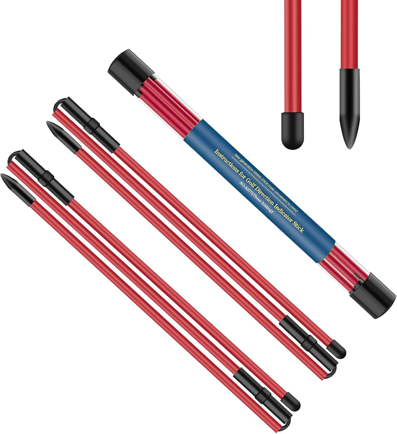 Golf Alignment Sticks 2 Pack,Golf Alignment Rods Upgraded 48" Collapsible Golf Practice Sticks Golf Training Aid for Aiming,Putting,Golf Training Sticks with Clear Tube Case