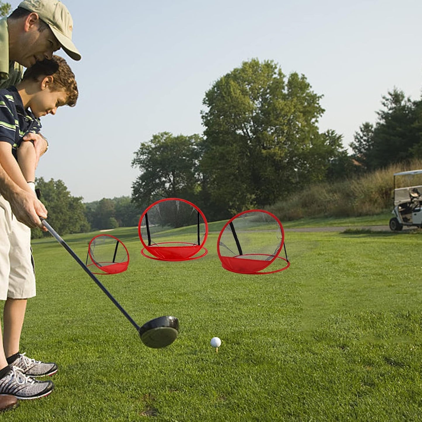 Jucoan 3 Pack Golf Chipping Net, 3 Sizes Pop Up Golf Target Practice Net for Indoor and Outdoor Use, Great Gifts for Men, Husband, Kid, Golfers