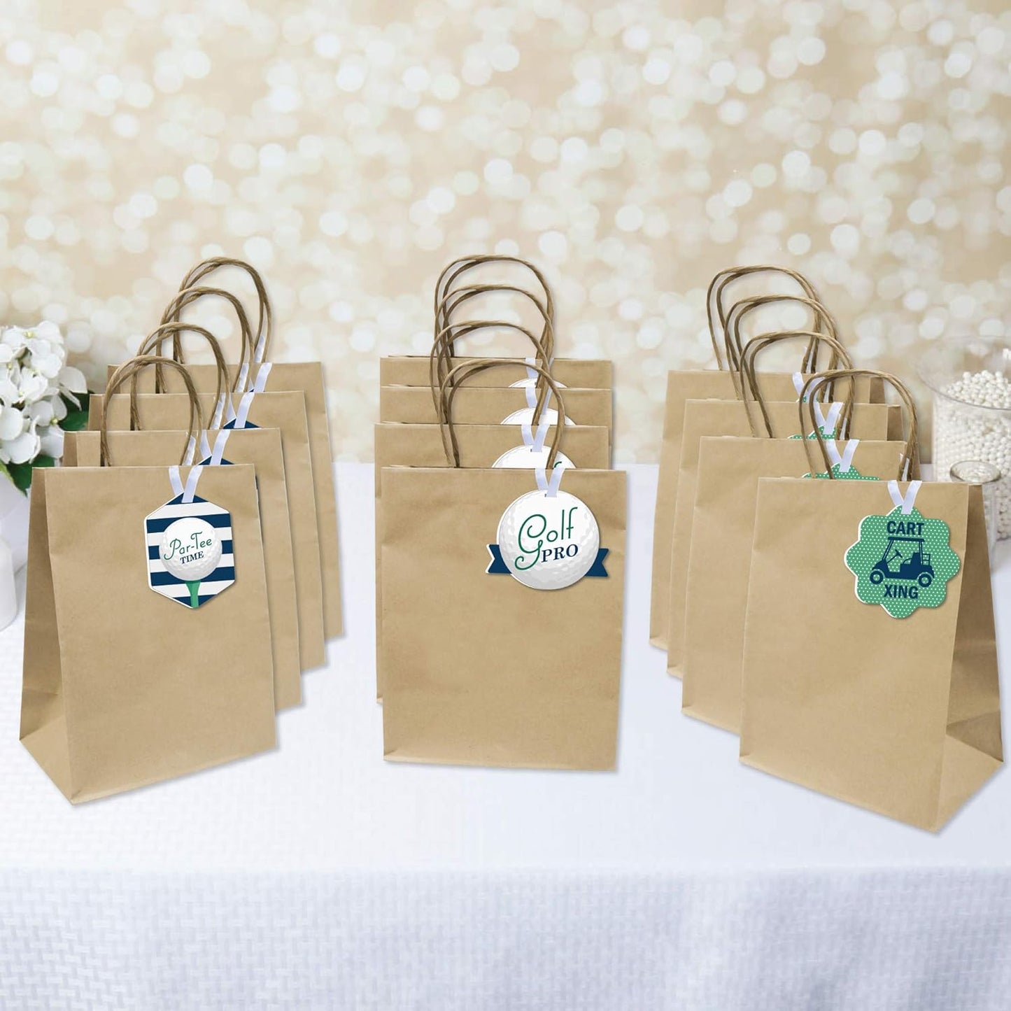 Big Dot of Happiness Par-Tee Time - Golf - Assorted Hanging Birthday or Retirement Party Favor Tags - Gift Tag Toppers - Set of 12