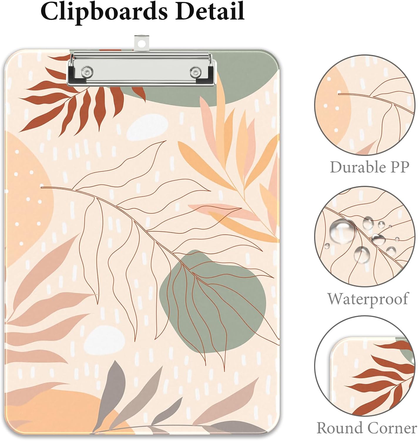 Rimilak Plastic Clipboards with Metal Clip, A4 Letter Size 9 x 12.5 in, Office Decorative for Students Women Men and Kids, Cute Custom Pattern, Yellow Leaves